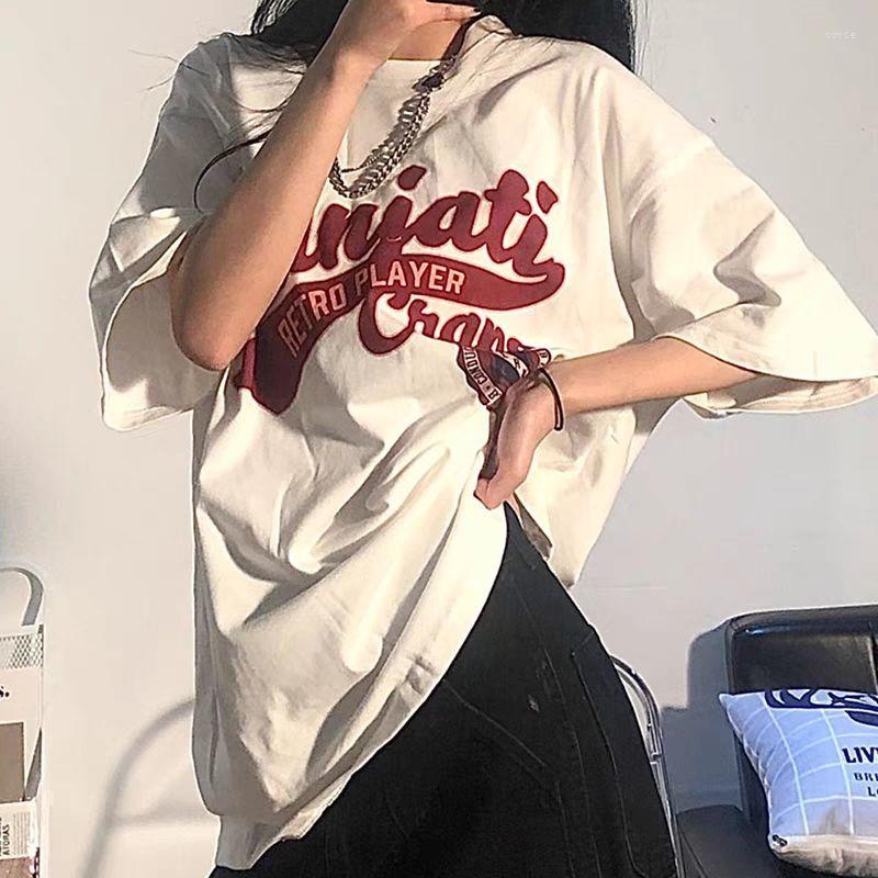 

Women' T Shirts 2023 American Retro Women' Short Sleeved T-shirt Summer Loose Korean Version Tide Ins Harajuku Half Y2k Aesthetic, White 1