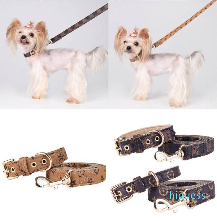 

Designs Adjustable PU Leather Pet Collars Fashion Letters Print Leashes for Cat Dog Necklace Durable Neck Decoration Accessory Pets Supplies