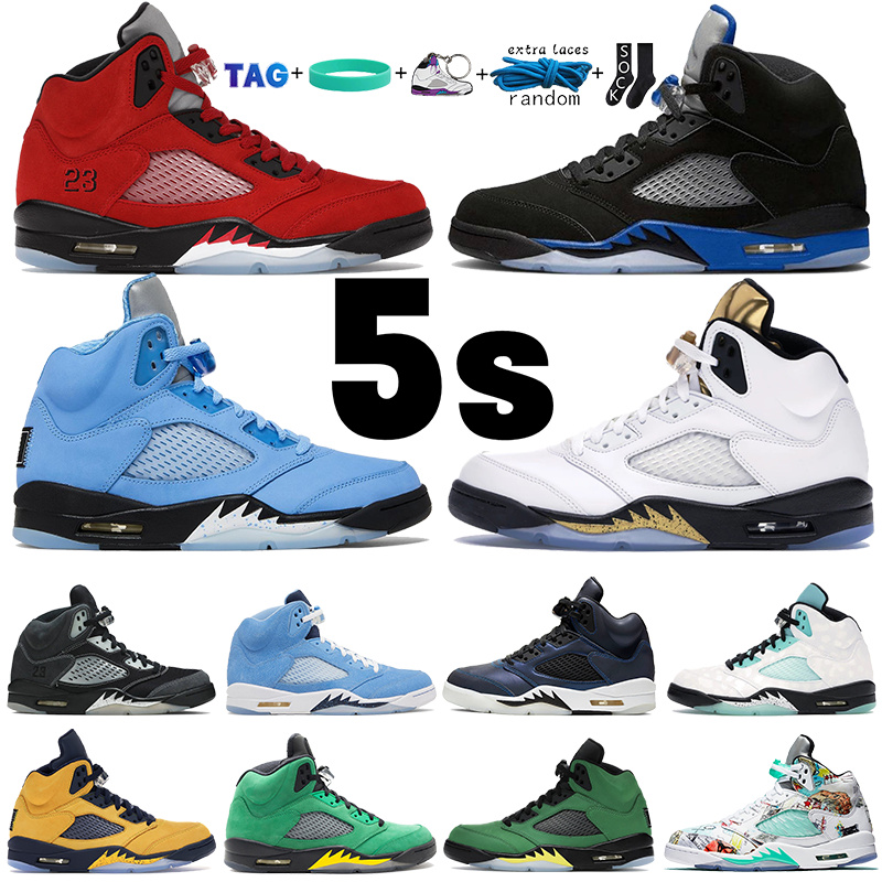 

Mens Basketball shoes 5s 5 Jumpman Sneakers Men Designer Shoe Raging Red Suede Racer Blue UNC PE White Metallic Gold Oregon Michigan Anthracite Sports Trainers, #27- bluebird