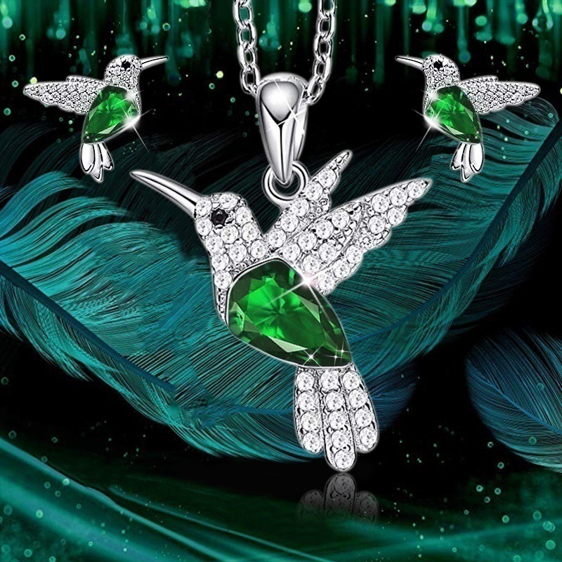 

gold filled jewelry S925 Silver bird necklace women fashion simple creative crystal collars personality necklace multiple charm pendants optional gift wholesale