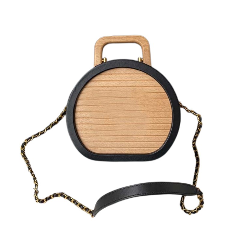 

7A Luxury Wooden box bag with Letter Women Chain Crossbody Bags Designers Fashion Plain handbag Classic leather Large capacity Small fragrant wind Ladies exclusive, Brown2