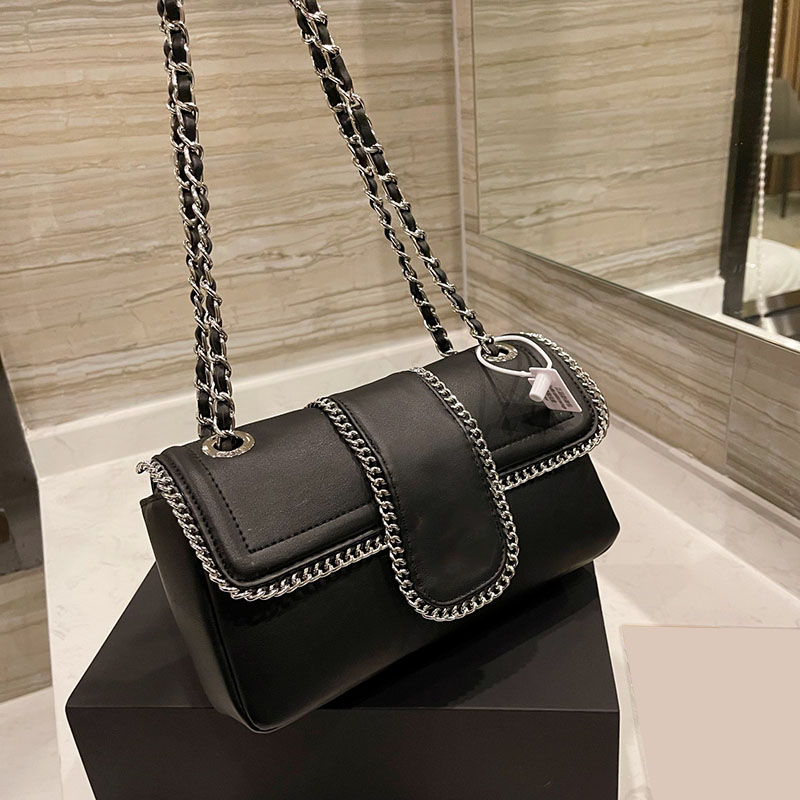 

Womens Vinatge Designer Classic Flap Quilted Bags Silver Metal Hardware Matelasse Chain Shoulder Outdoor Black White Handbag 25CM, Box