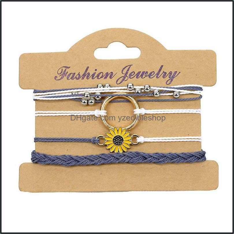 

Charm Bracelets Bohemian Handmade Adjustable Weave Bracelet For Women Men Sunflower Jewelry Friendship Braided Rope Bangle Gift Drop Dhznu