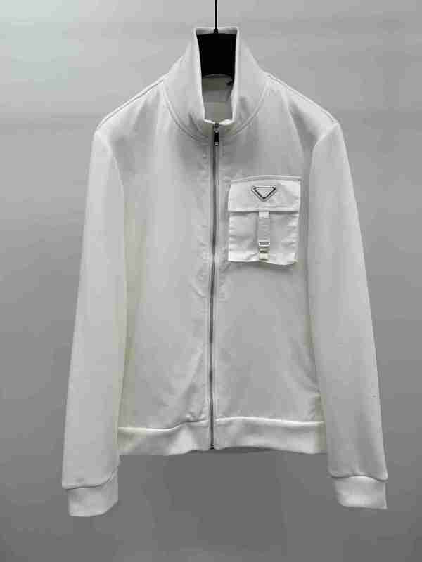 

Men's Jackets Autumn and winter luxury mens bomber jackets multi pocket stitching designer stylish stand collar windproof casual coat 12E1, White