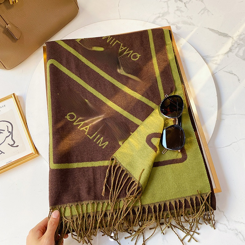 

Double-Sided Graceful Fashion Artificial Cashmere Scarf Women's Autumn and Winter New Tassel Shawl Thick Windproof Scarf Wholesale