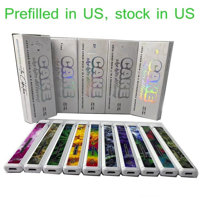 

Prefilled Cake Disposable Retail Box Package Vape Pen E-cigarettes Rechargeable 350mah 1.0ml Pods 10Strains Stock in US 100pcs