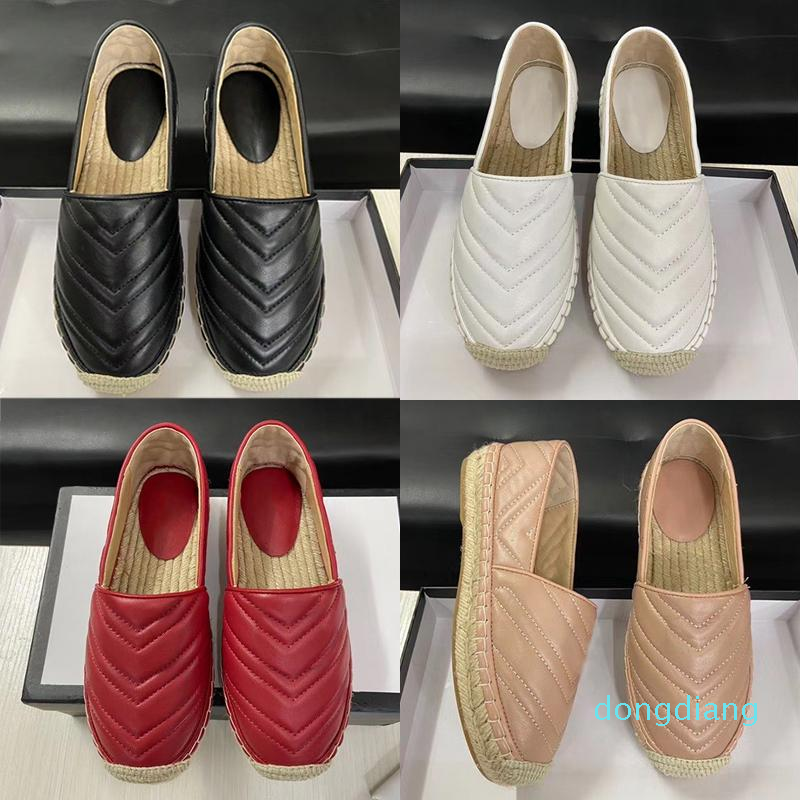 

Luxury Black Leather Platform Espadrille Women Shoes Double Hardware Genuine Leather Slip-on Espadrille Sandal Soft Bottom Casual Shoes EU41