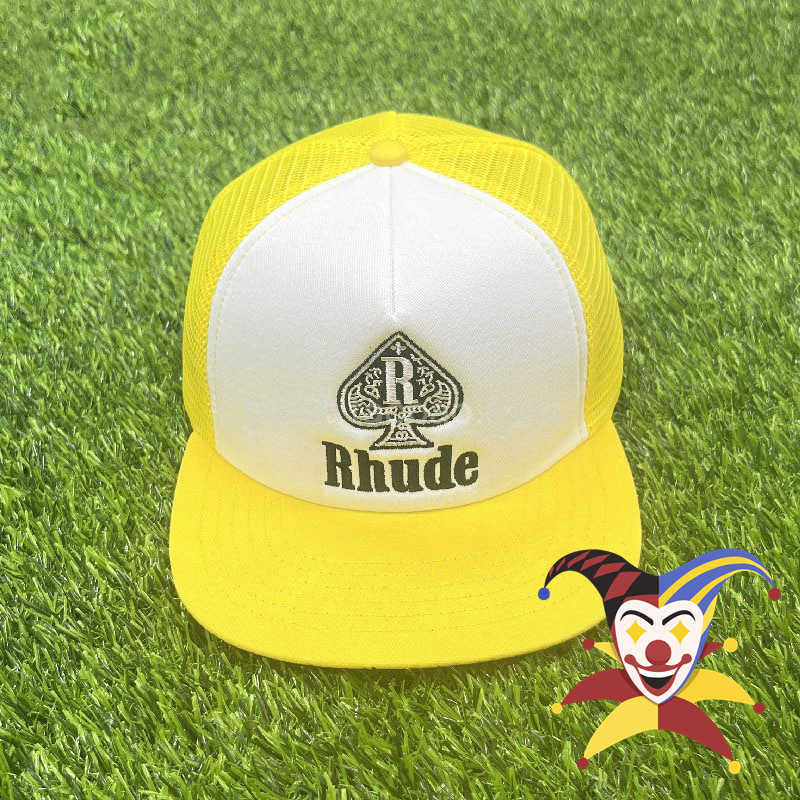 

Ball Caps Yellow Mesh Rhude Hat Men Women Men Women Embroidery Sunshade RHUDE Baseball Cap, 12