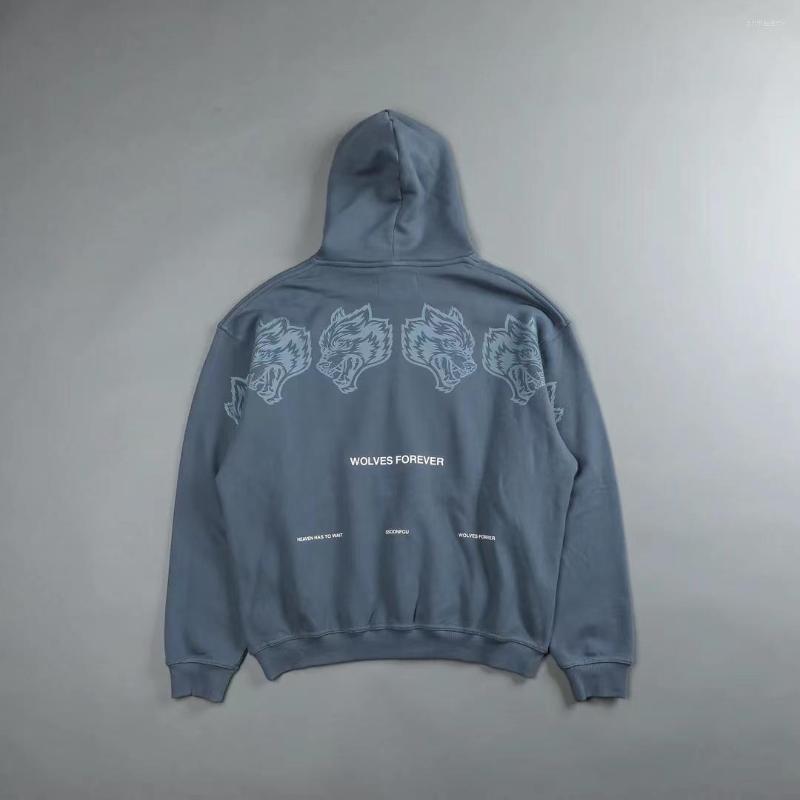 

Men' Hoodies DARC SPORT Wolves Print Autumn Winter Fleece Warm Men Sweatshirts Fashion Streetwear Casual Men' Pullovers Tops, Black