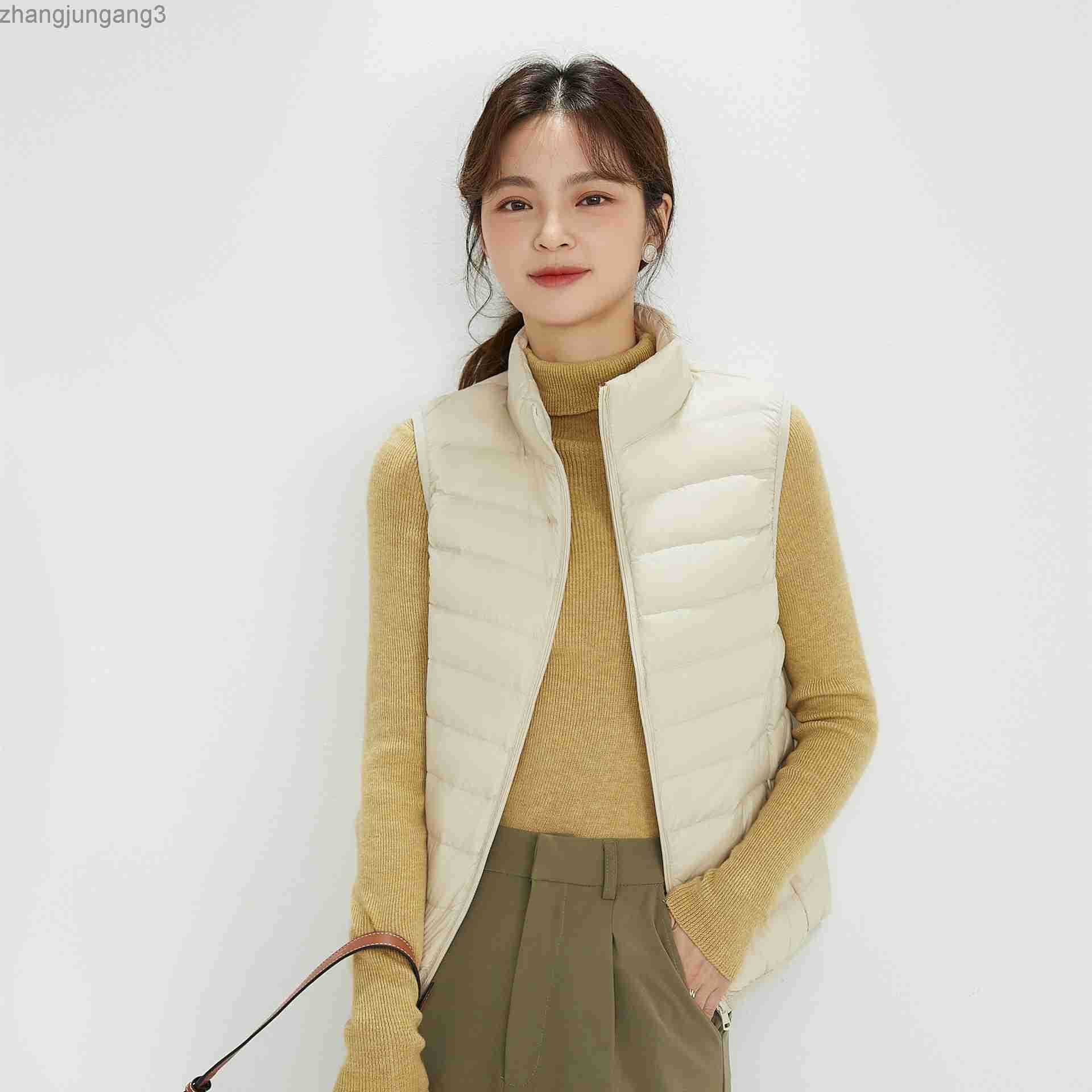 

Designer original factory marked winter white duck down vest sleeveless V-neck down jacket vest warm coat light vest Lululemens Women