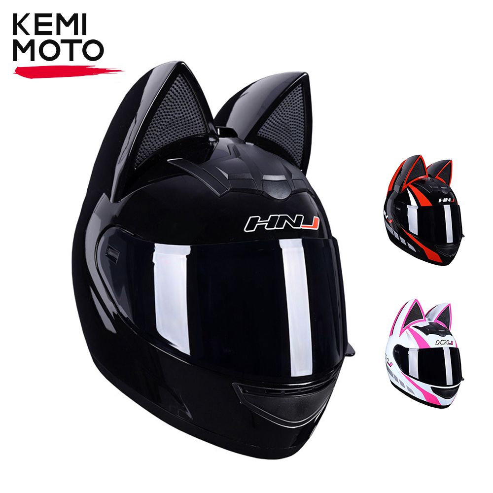 

Skates Helmets Motorcycle Helmet Cat Ears Detachable DOT Approved Accessories For Women Men Full Face Breathable Capacete de moto 230113