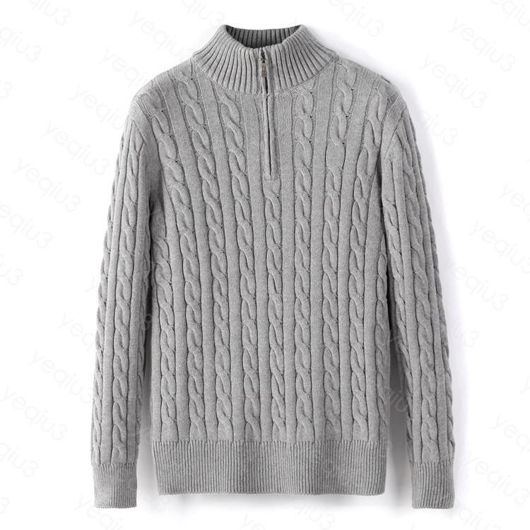 

Mens Sweater Fleece Thick Half Zipper High Neck Warm Pullover Winter Slim Knit Wool designer knitting Casual Jumpers zip Brand Cotton sweatshirt Asian size, Red