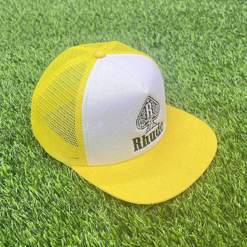 

Yellow Mesh Rhude Hat Men Women Embroidery Sunshade RHUDE Letter Baseball Cap, 12