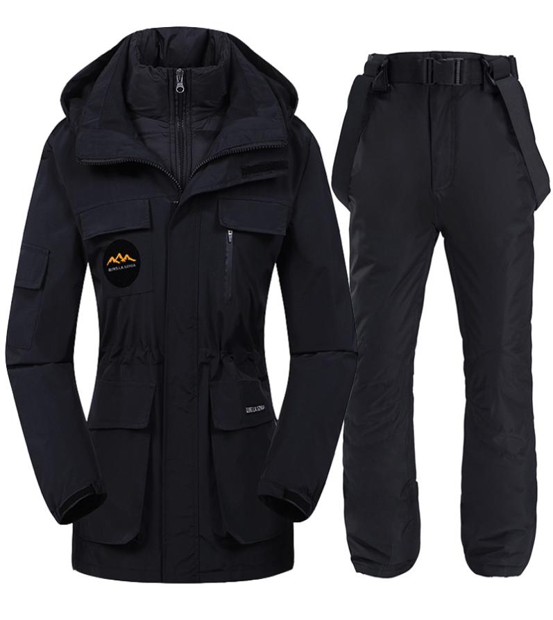 

Skiing Jackets 30 Degree Ski Suit Women Winter Down and Strap Pants Waterproof Womens Snow Outfit Outdoor Thermal Warm Snowboard W1253904, White