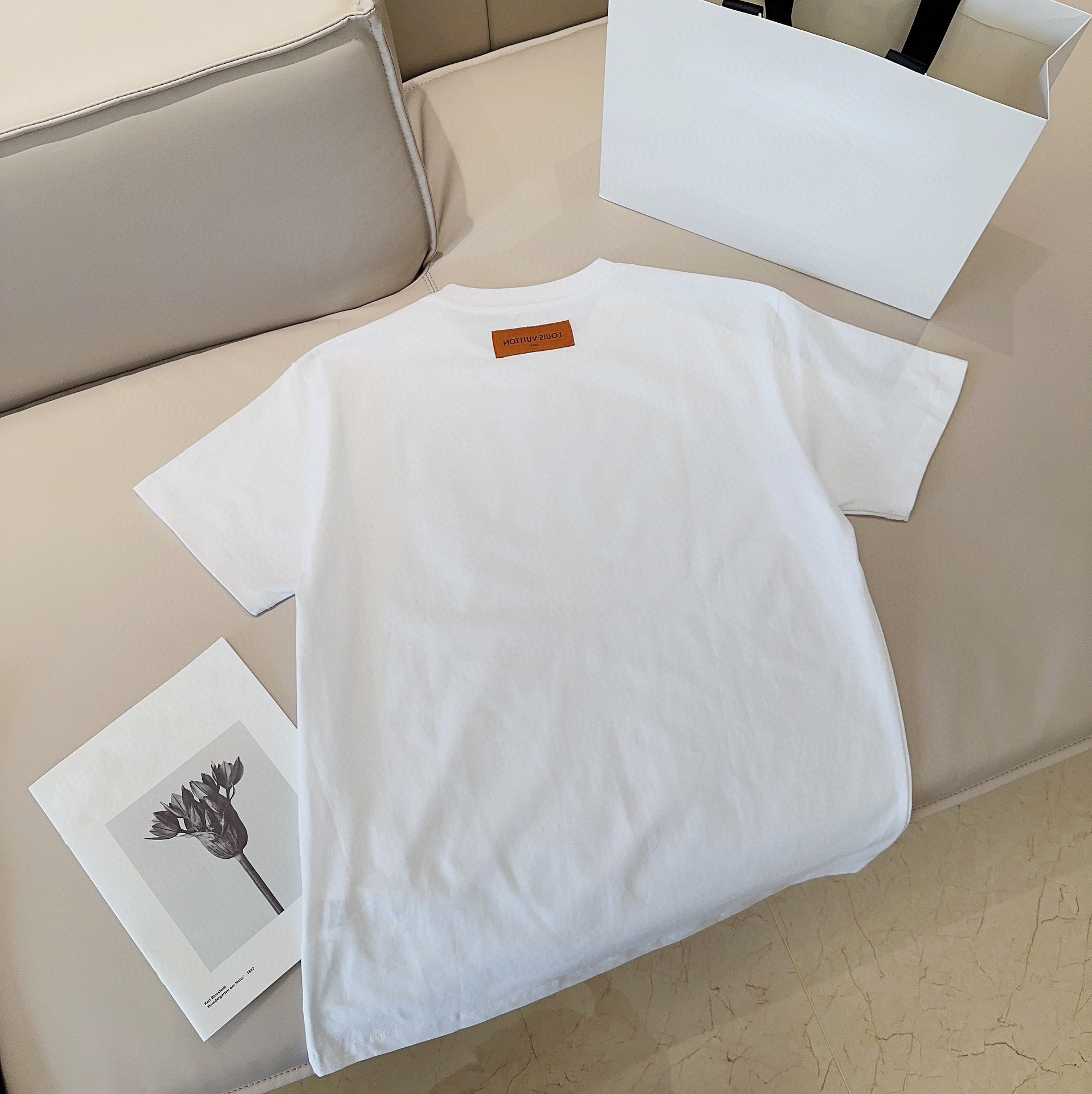 Men's and women's T-shirt splicing printing short sleeve early spring double strand fine cotton fabric digital printing process a1123