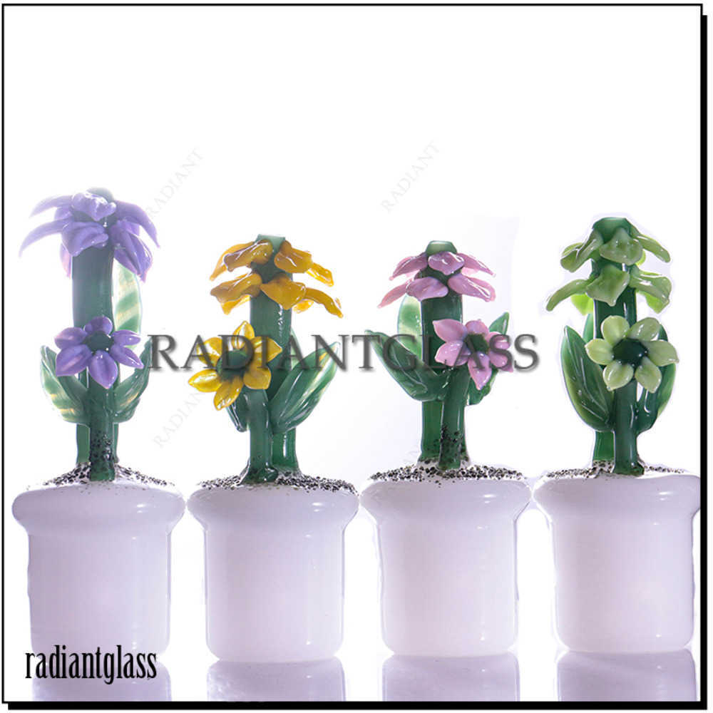 

Glass smoking Pipe Flower with pot design hand tobacco spoon flower shape pipes