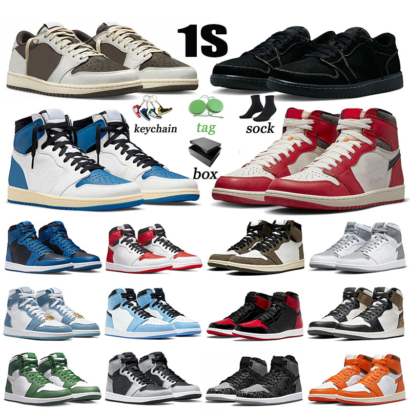 

Og 1 Basketball Shoes Jumpman 1s Low Black Phantom Denim University Blue Dark Mocha Lost Found Patent Bred Rebellionaire Stealth Mens, 36-47 #20 bleached coral