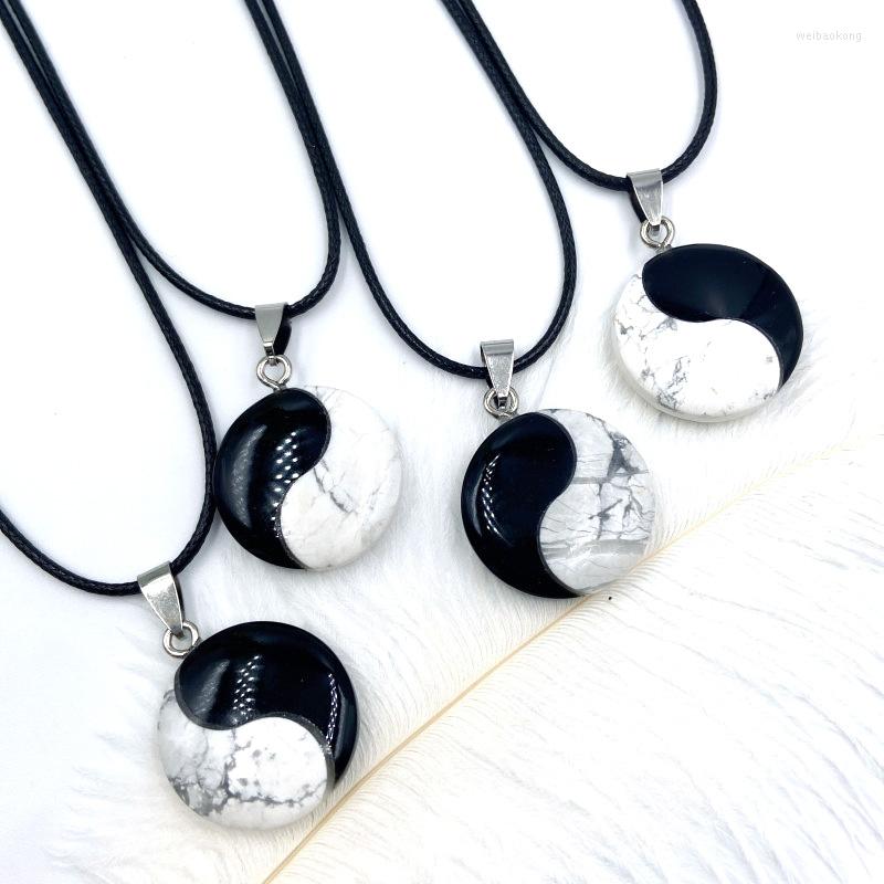 

Pendant Necklaces Tai Chi Yin Yang Natural Stone Necklace For Woman Men Black White Reiki Healing Energy Amulet Charms Jewelry