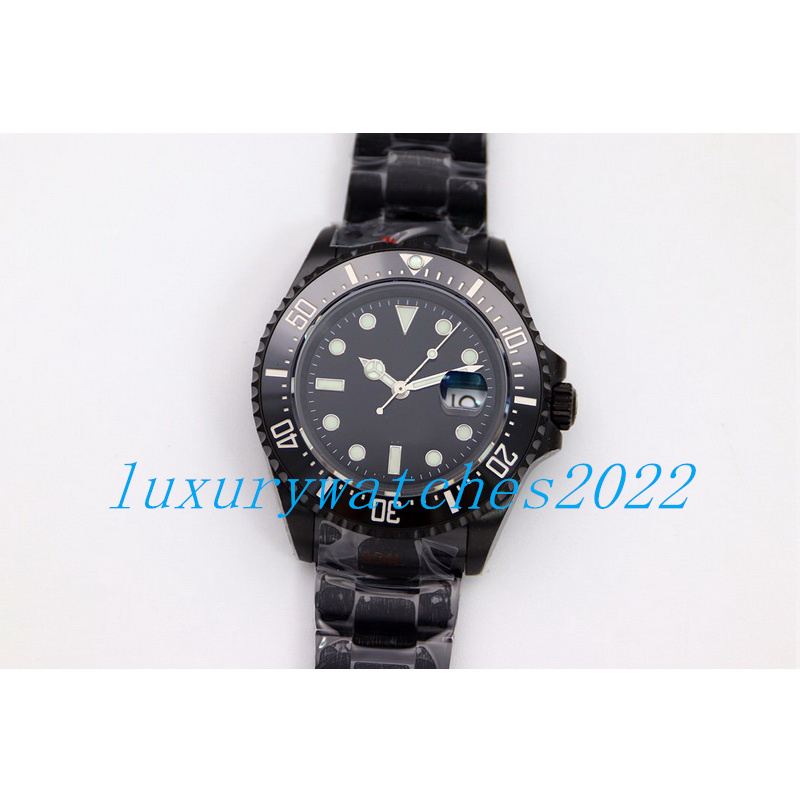 

Luxury Mens Watch 44mm Black Ceramic Bezel Sea Automatic Mechanical PVD/DLC Coated Stainless Steel Date Movement Luminous Wristwatch, Add waterproof