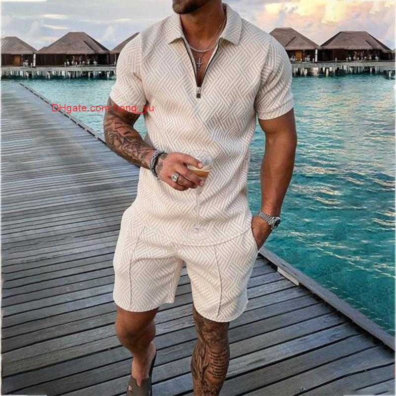 

Summer Men's Tracksuits Mens Tracksuit Casual Short Sleeve Zipper Set For Men Clothes Streetwear 2-piece Suit MaleMen's Men'sMen's