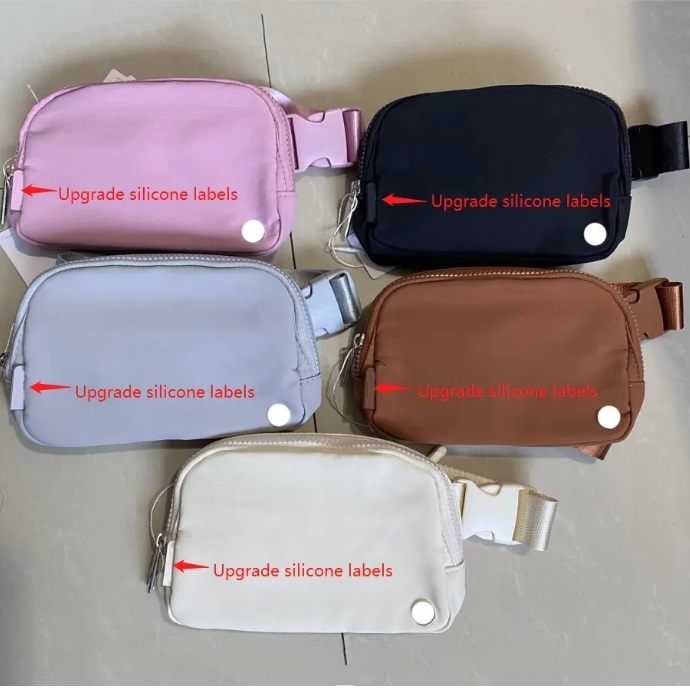 

New lu belt bag official models ladies sports waist bag outdoor messenger chest 1L Capacity with brand logo Upgrade silicone label and plush Letter version, Old version black