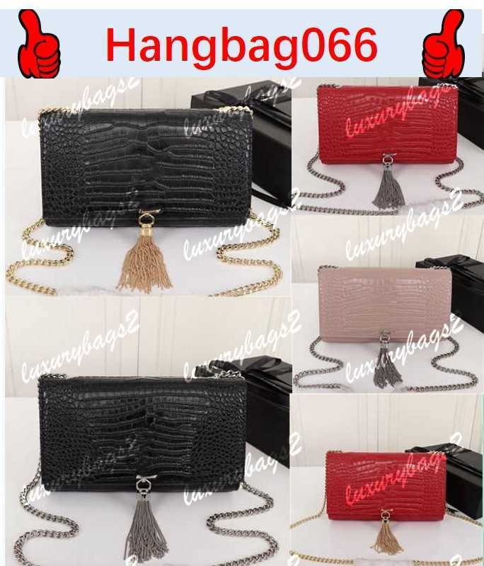 

Chain Shoulder Bag Luxury Designer Handbag Women Purse 7 Colors Gold Silver Hardware Genuine Leather Bags Pattern High Quality Tassel 23cm Wallet, Red gold-23cm