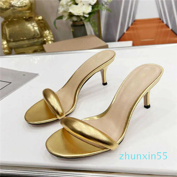 

Brand casual Sandals High heel 2023 spring and summer new fashion open toe high heels women's thin heel semi slippers size -40, Lake blue 7.5cm