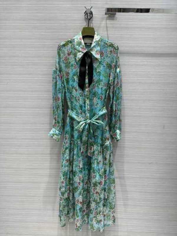 

Runway Dresses Milan dresses 23 Spring Summer Lapel Neck Long Sleeve Women' Designer Sundress Brand Same Style Dress 16-4 1KF3, Multi