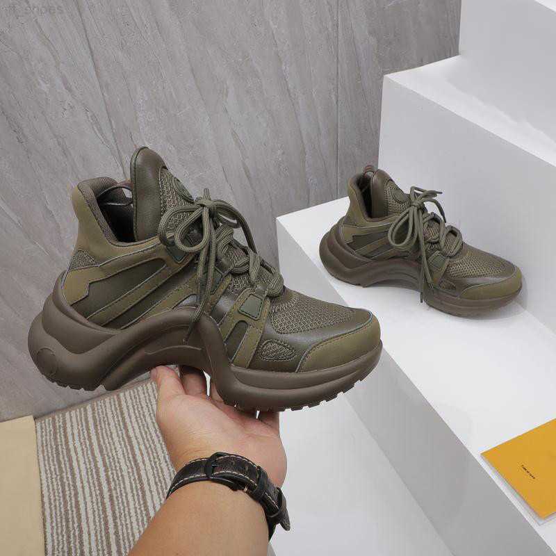 

2023 Luxury Designer Casual Shoes Brown Green Lace Up Archlight Runway Tweed Leather Trainers Sneakers with Box, Don´t pay it