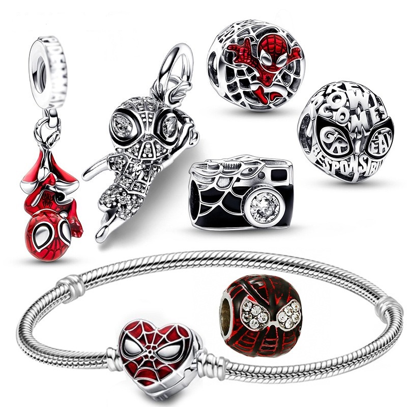 

Fit Pandora Charm Bracelet Spider Cartoon Man European Silver Bead Charms Beads DIY Snake Chain For Women Bangle & Necklace Jewelry