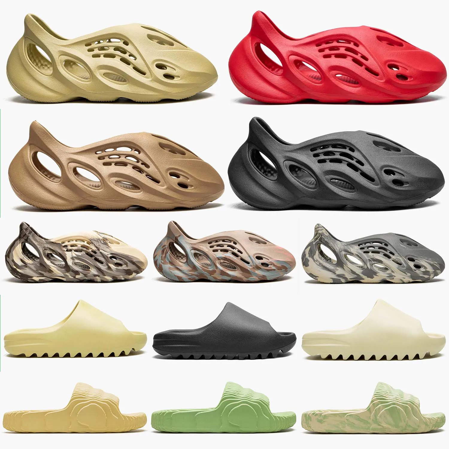 

Designer Slippers Men Woman Bone Onyx Resin Pure Ochre Holes Foams Runner Slides Sand Vermilion Moon Grey Sandals pantoufle Fashion Mules