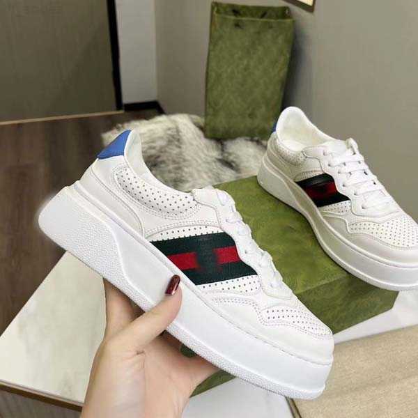 

2023 High Quality Mens Womens Casual Shoes Fashion Platform Lace-up Genuine Leather Thick Soled Small White Shoe Sneakers Size 35-44 with Box, 3#