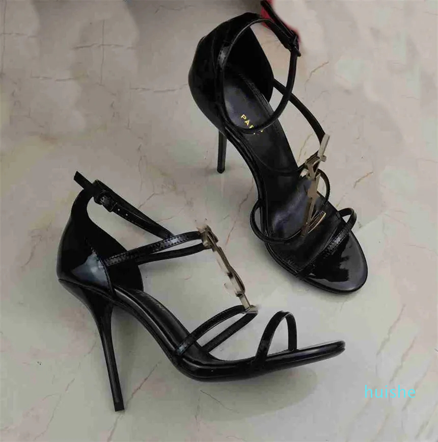 

2023 Fashion Yslity Designer Women's Sole Heel Sandals Leather Pointed Toe High Heel Dress Shoes Mid Heel Shoes yyA