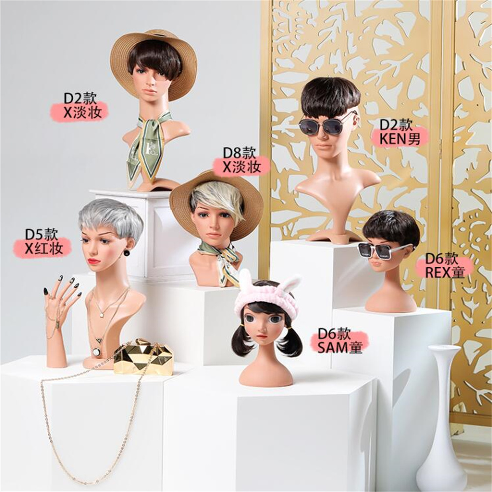 

2023 Female Wig Head Art Mannequin For Scarf Glasses Beauty Unisex Photo Props Home Wedding Jewelry Stand Child Model E100