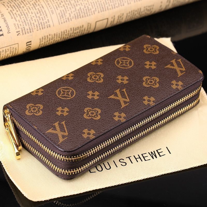 

high quality Double zipper Wallets Mens Leather Wallet Holders For Brown flower women Purse Monograms Luxury Purses Cross Body Wallets Zipper Coin Purse, Black grid
