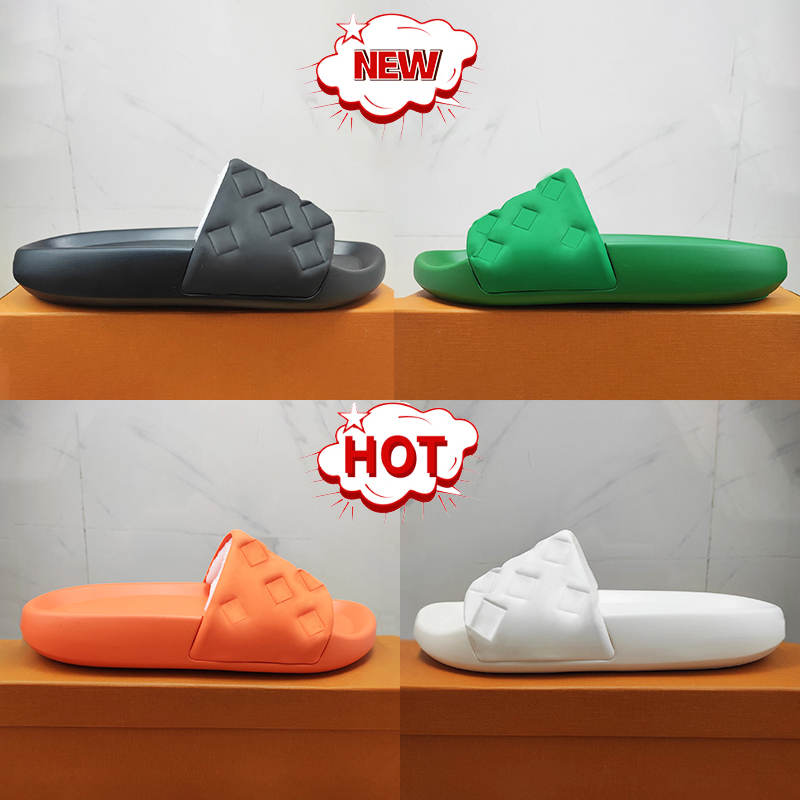 

2023 Slippers Designer sandals Waterfront Embossed Mule Rubber Slide men women shoes white black snmmer slides fashion beach slipper flip flops mens sandal, Green
