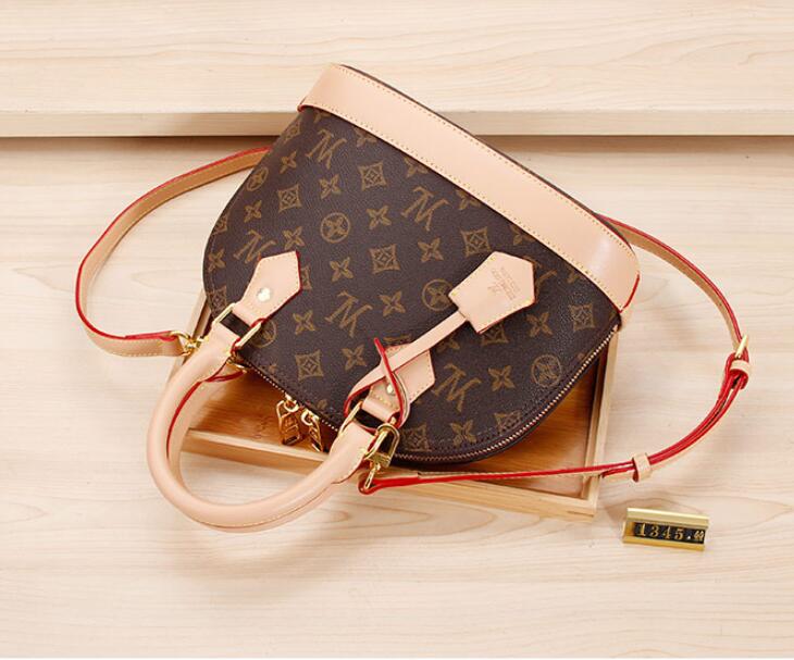 

Top Quality ALMA BB PM Shell Bag Women Leather Handbags Flower Embossed Shoulder Bags With Lock Designer handbag Crossbody Purse Bag Tote 25cm, Brown flower