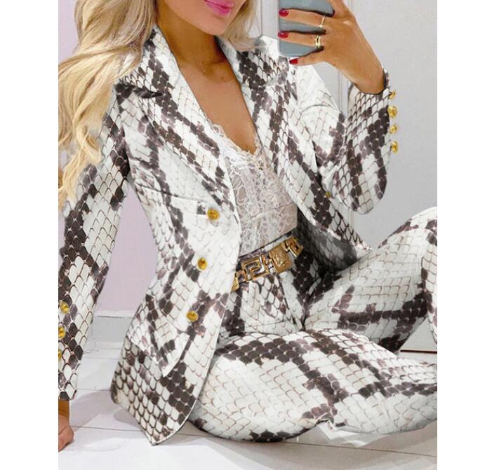 

Elegant Paisley Plaid Women's Tracksuits Set Long Sleeve Blazer Pants Suit Office Lady Tracksuit Two Piece Set Fitness Outfits, 01