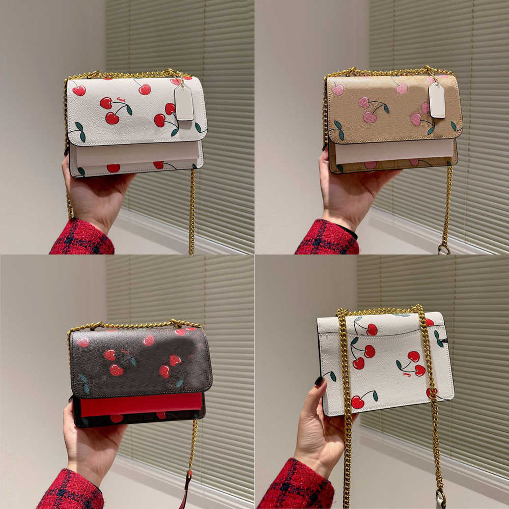 

Cross Body Designer Bags Woman Strawberry printing cross body handbag Classic purse handbag Shoulder Bags Leather Lady Wallet Purses 230109, Khaki