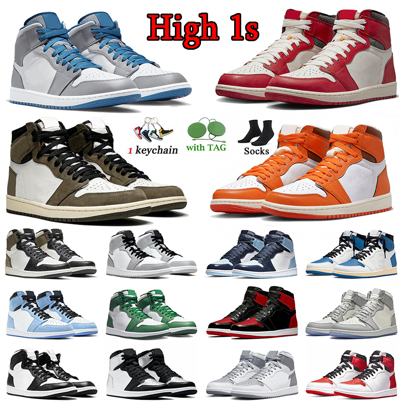 

1s Basketball Shoes Jumpman True blue 1 Mocha Basketball Shoes Retro High OG Lost And Found Starfish Denim Trainers Patent Bred Cactus Jack, 5 gorge green 36-47