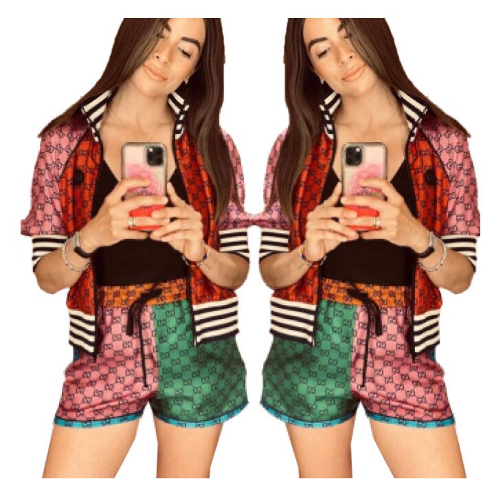 

Luxury Designer Women's Tracksuits Sports Set Woman 2 Pieces cardigan short sleeved T-shirt G letter print shorts Pattern Two Peice Matching Sets Sexy Party Outfits, 01