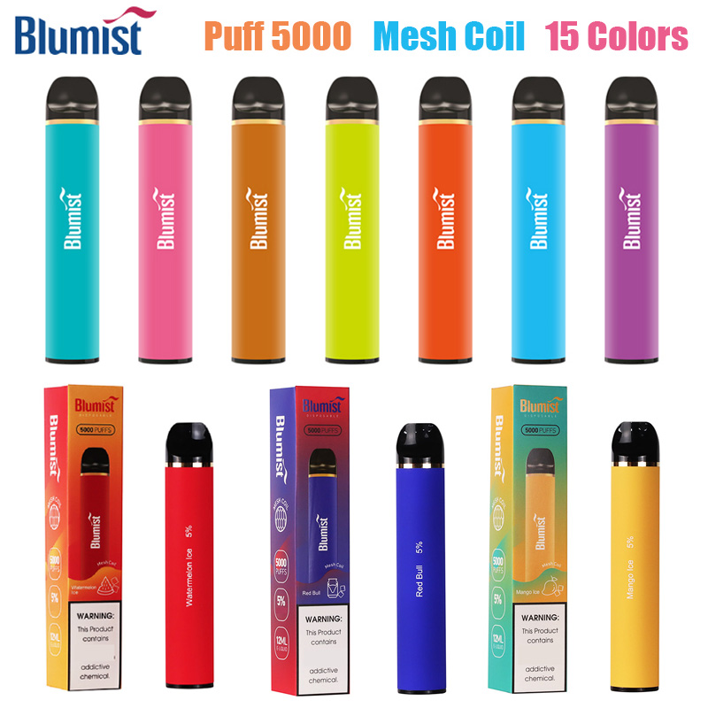 

Blumist 5000 Disposables Vape Electronic cigarettes 650mah Rechargeable Battery Mesh Coil 12ml Pre-filled vaper cigarrillos desechables Authentic