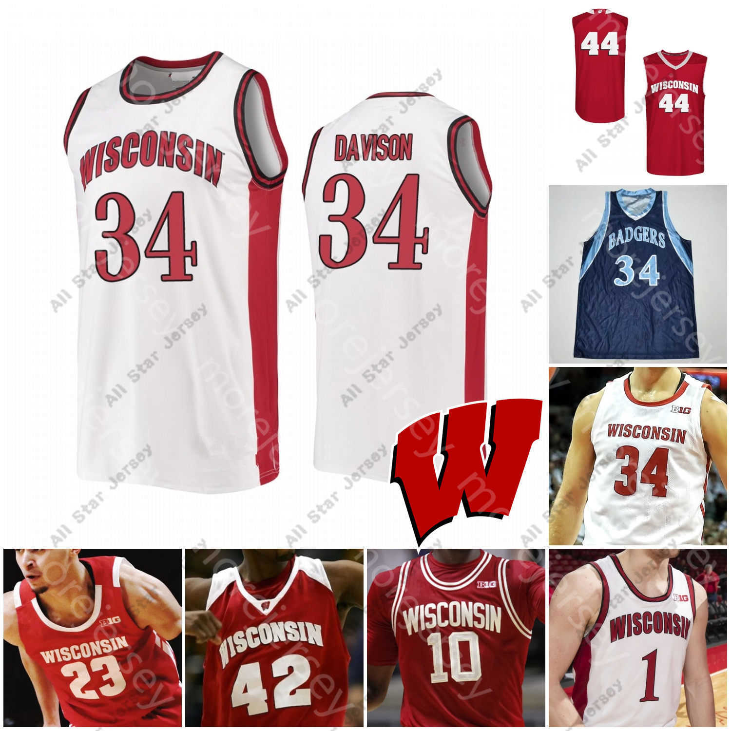 

Basketball Jerseys Custom Wisconsin Badgers Basketball Jersey NCAA College Aleem Ford D'Mitrik Trice Brevin Pritzl Walt McGrory Hedstrom Potter Finley Harris, White