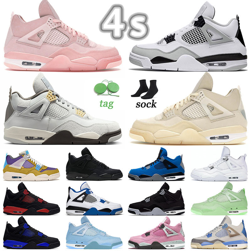

Jumpman 4 Photon Dust Basketball Shoes Mens Womens J4s OW Pink White Sail Sails Military Black Cat Beige Canvas University Blue Midnight Navy Red Thunder J4 Sneakers, J89 40-47 red cement