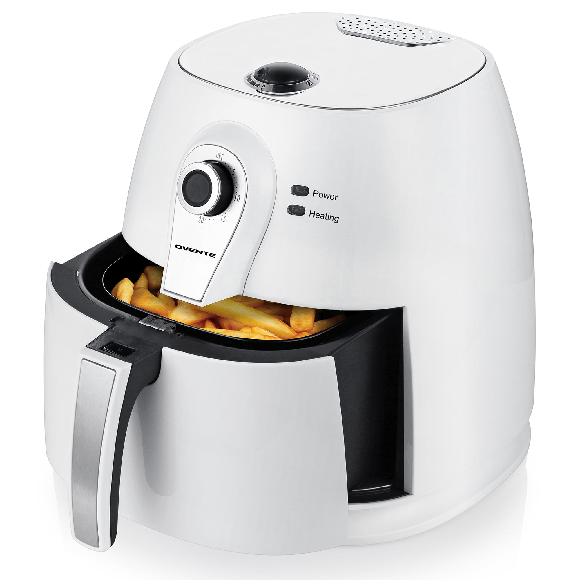 

Ovente Air Fryer 3.2 QT 1400W with Adjustable Temperature Knob White