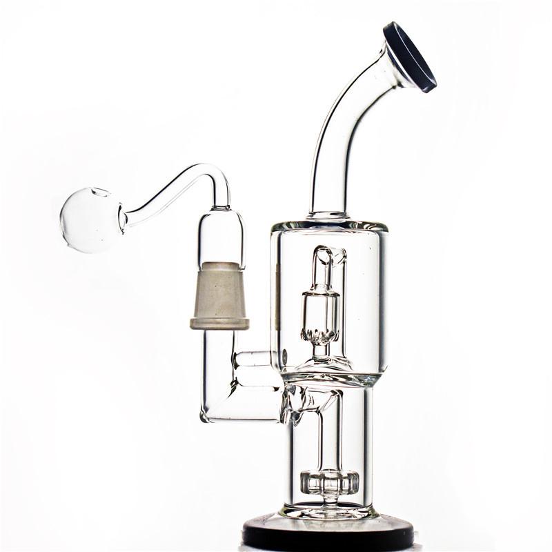 

QBsomk Hookahs water bongs 8.8inch recycler oil rigs dab bubbler triple honeycomb perc smoking glass pipes ash catcher with oil bowl