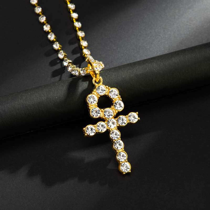 

handmade jewelry diamond cross pendant Hip hop Necklace single row drill chain Cross Pendant 18K Gold Plated men Retro multi style pendant women designer necklace