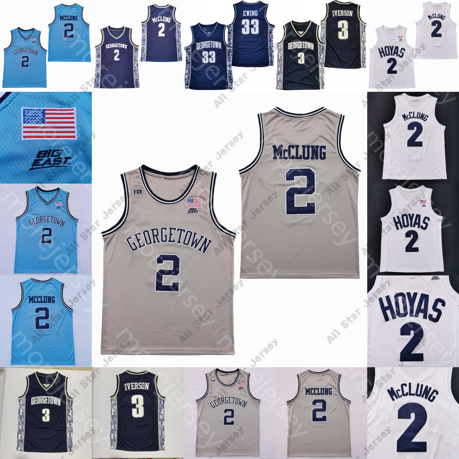 

Basketball Jerseys Georgetown Hoyas Basketball Jersey NCAA College Ewing Iverson Aminu Mohammed Ryan Mutombo Riley Tre King Malcolm Wilson Clark Harris Azinge, Grey