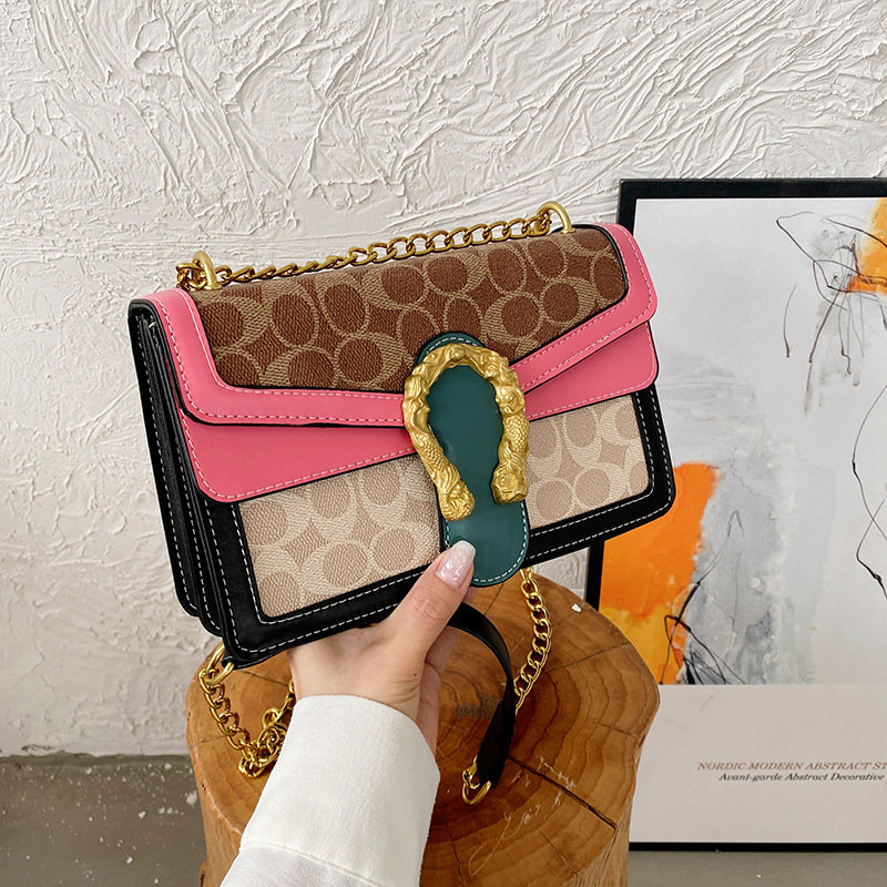 

Classic Luxury Chain Fashion Bags Plaid Brand Wallet Vintage Ladies Brown Leather Handbag Designer Shoulder Bags, As pic