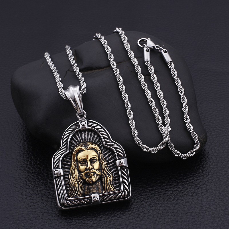 

fine jewelry circle pendant necklace tassel fashion stainless steel between golden long hair figure head casting pendant hip hop cuban link designer jewlery chain